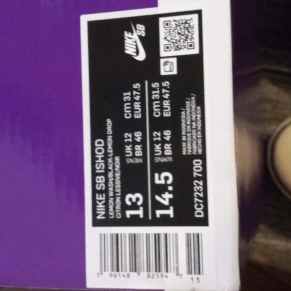 Nike SB ISHOD Size 13 Lemon Wash/Black Lemon Drop. NEW. - Picture 5 of 7